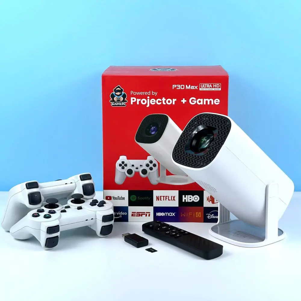 Портативный проектор с 2 джойстиками и пультом, WIFI, Р30 МАХ, Белый / Домашний смарт проектор / Проектор игровой - Зображення 3