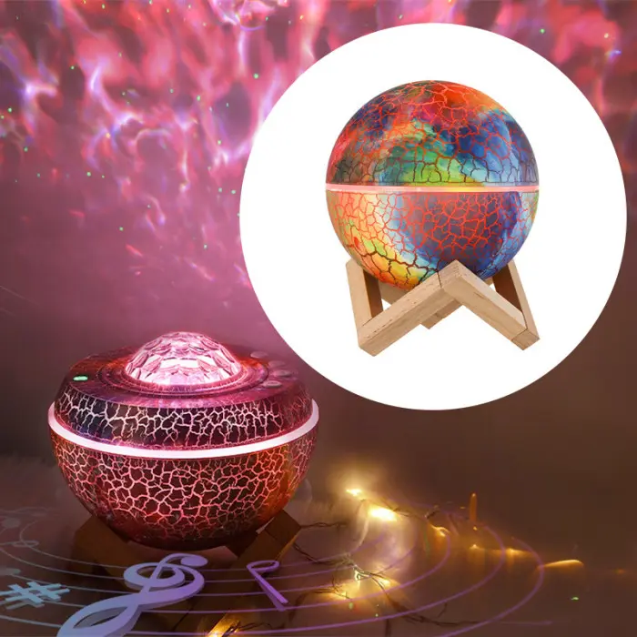 Проектор - нічник з колонкою та мелодіями для сну на поставці "Планета" k880 проектор зоряного неба