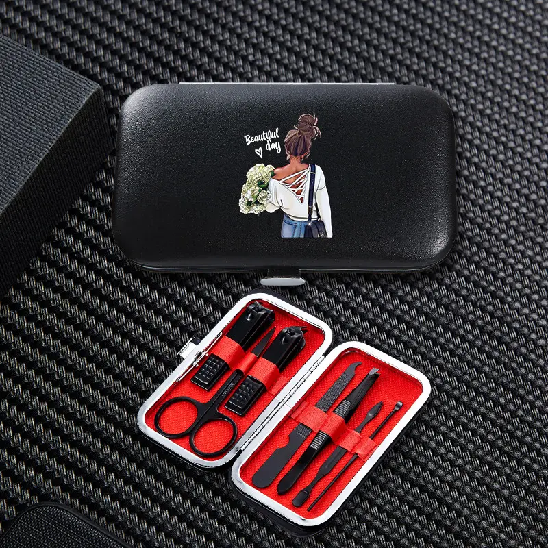 Набір манікюрний з 7 предметів у футлярі. Набір для манікюру та педикюру в чохлі (чорний) - Зображення 2