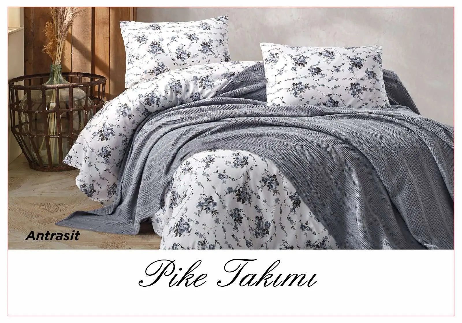 Постільна білизна з вафельним покривалом La Villa Mavi Персиковий - Зображення 6