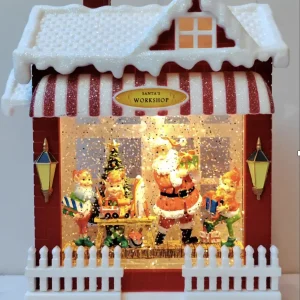 Світильник новорічний “Різдвяний магазин” 25 см WDL-24058. Музичний нічник на батарейках та USB