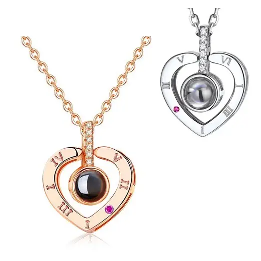 Кулон підвіска з проекцією I love you Я тебе люблю 100 мовами світу у формі серця - Зображення 6