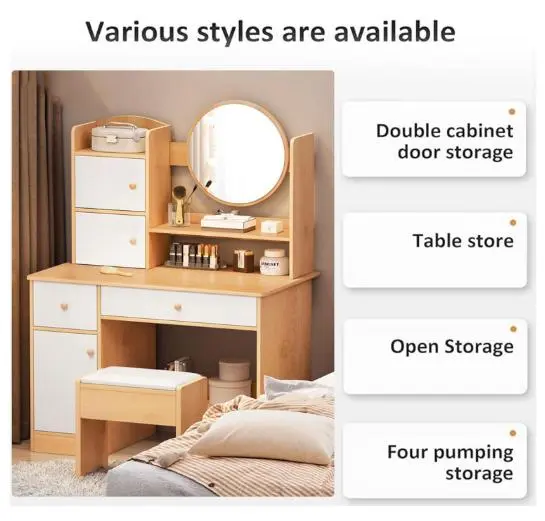 Стіл для макіяжу з LED дзеркалом STL-MD 74 (Г40/Ш80/В127, КОРИЧНЕВО-БІЛИЙ) - Зображення 4