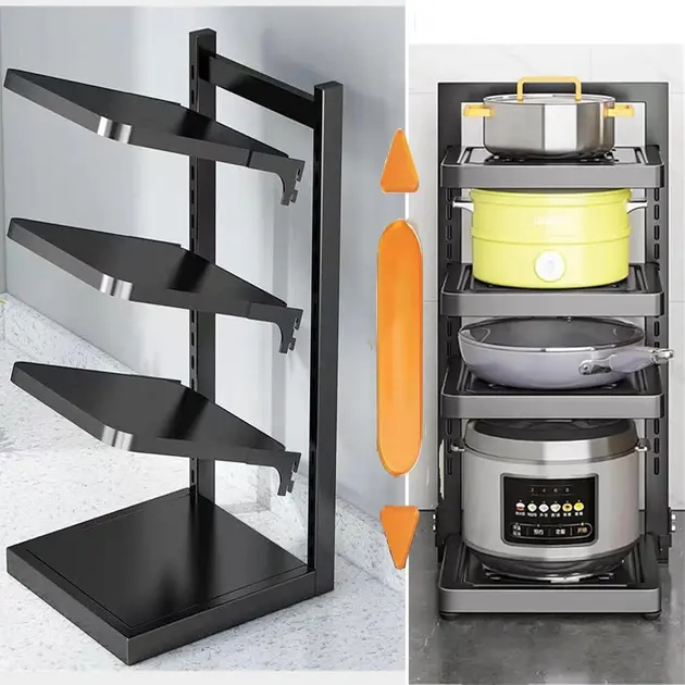 Кухонна полиця для зберігання каструль на 4 рівні для зберігання каструль регульована - Зображення 2