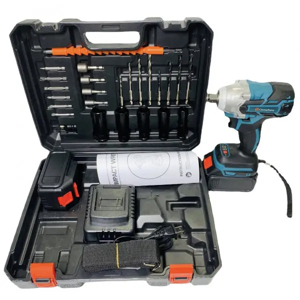 Акумуляторний безщітковий гайковерт на 2 акумулятори з набором інструментів 1135-4