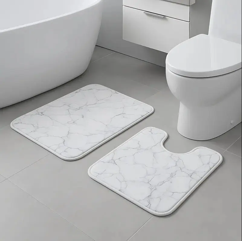 Набір килимків для ванної та туалету 2шт, 75х45см, 45×38см / Антиковзні килимки у ванну - Зображення 4