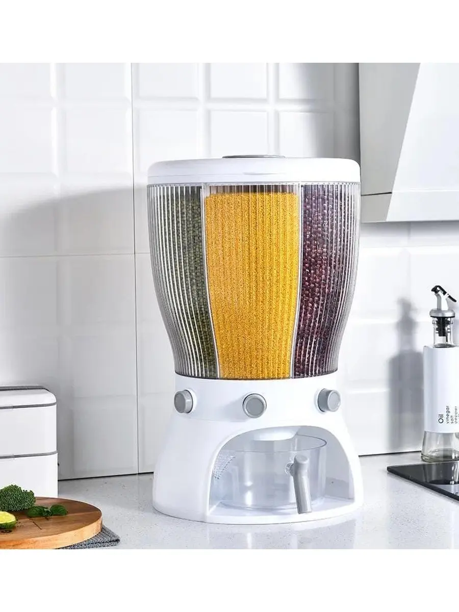 Білий Диспенсер для круп, що обертається з дозатором - Зображення 4