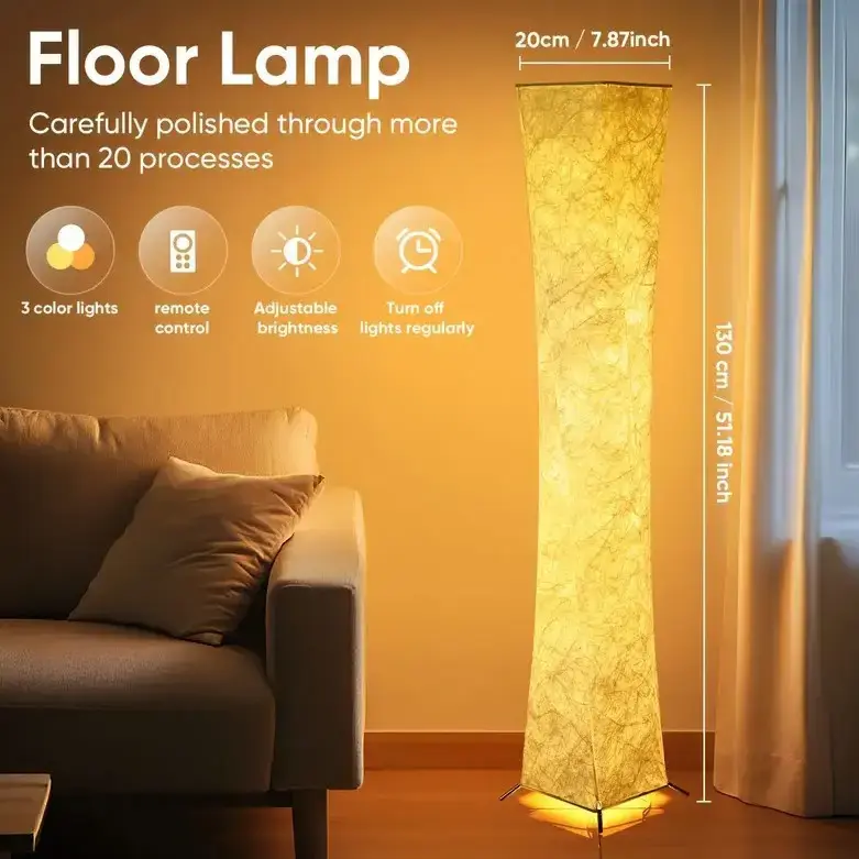 Підлогова лампа з пультом дистанційного керування, 20×20×130 см - Зображення 4