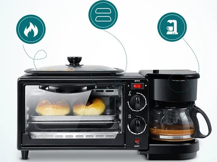 Електрична духовка 3в1 Domotec MS-5308В Кофеварка Сковорода 9 л 4500w - Зображення 3