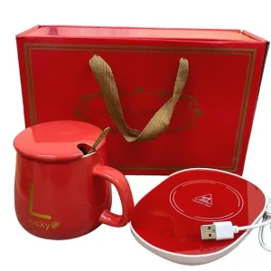 Червона Чашка на подставке с подогревом Stenson YG01317 L 400мл