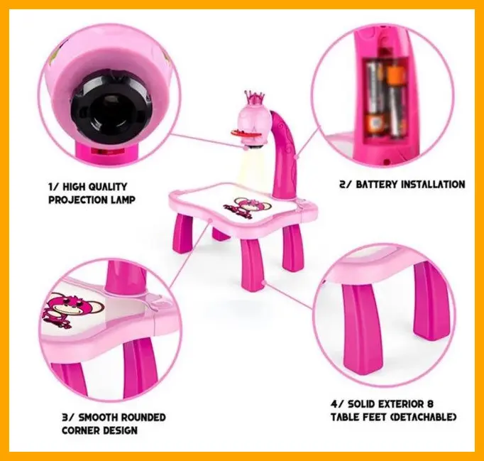 Дитячий стіл проектор для малювання з підсвічуванням Projector Painting РОЖОВИЙ - Зображення 2