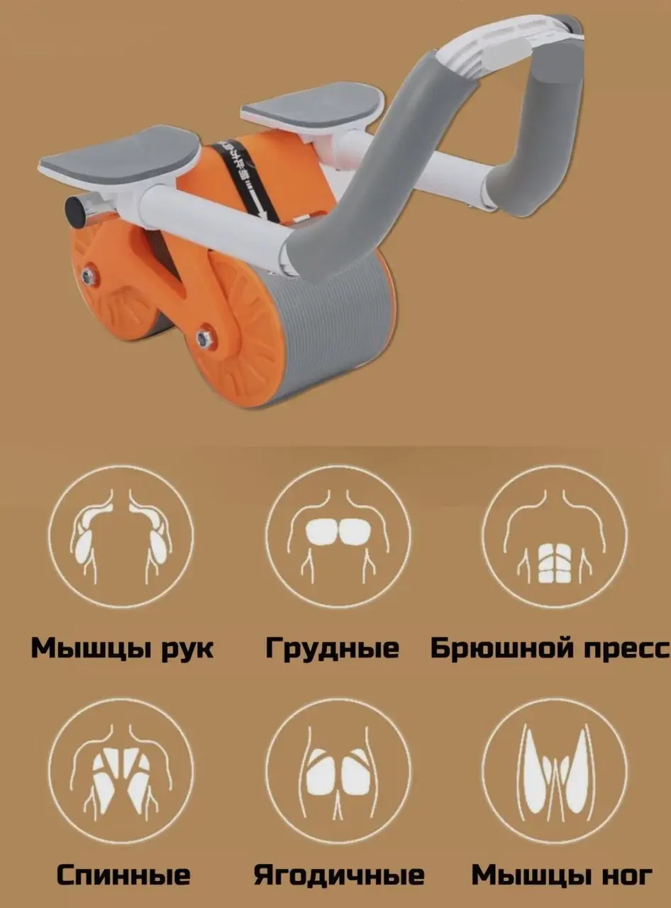 Тренажер для преса / Колесо для спорту / Ролик для преса зі зворотним механізмом Синя - Зображення 2