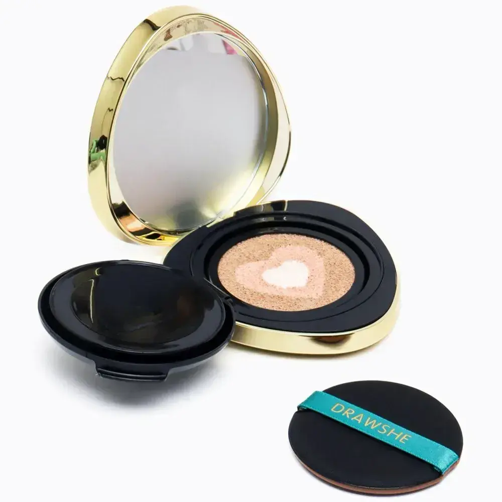 Триколірний кушон для обличчя + спонжик 10мл, Drawshe / Зволожуючий тональний крем кушон / Крем пудра кушон - Зображення 4