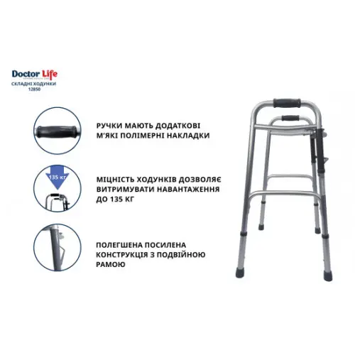 Ходунки для пересування 2 в 1 сталеві універсальні MED1-N27 - Зображення 5