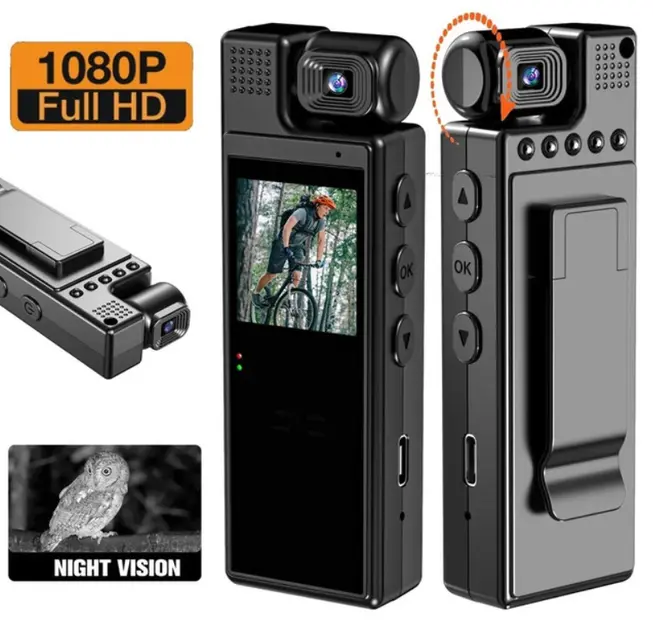 Відеокамера нагрудна Wi-Fi акумуляторна боді камера з дисплеєм 1.3 дюйма реєстратор з фіксацією кліпсою UKC L9 - Зображення 4