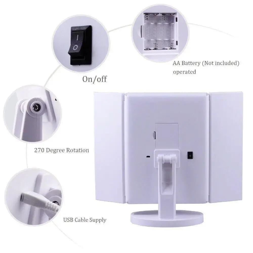 Дзеркало потрійне для макіяжу Superstar Magnifying Mirror із LED-підсвічуванням прямокутне зі збільшенням - Зображення 5