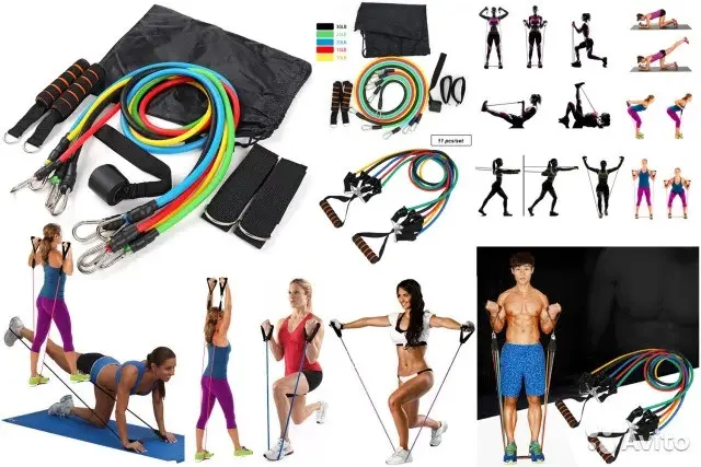 Еспандер багатофункціональний Набір трубчастих еспандерів для спорту з петлями - Зображення 3