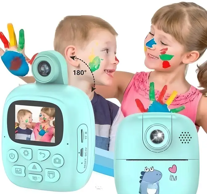 Блакитний Фотоапарат дитячий M4 для миттєвого друку