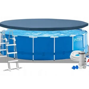 Каркасний басейн Intex 28242, 457 x 122 см (3785 л/год, драбини, тент, підстилка)