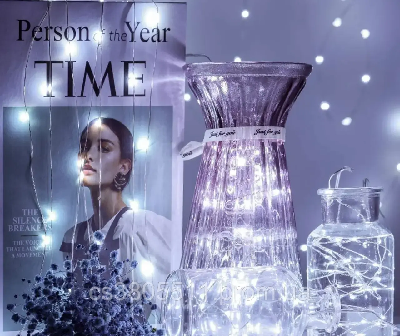 Гірлянда роса нитка світлодіодна 5 м на батарейках для дому холодний білий - Зображення 6