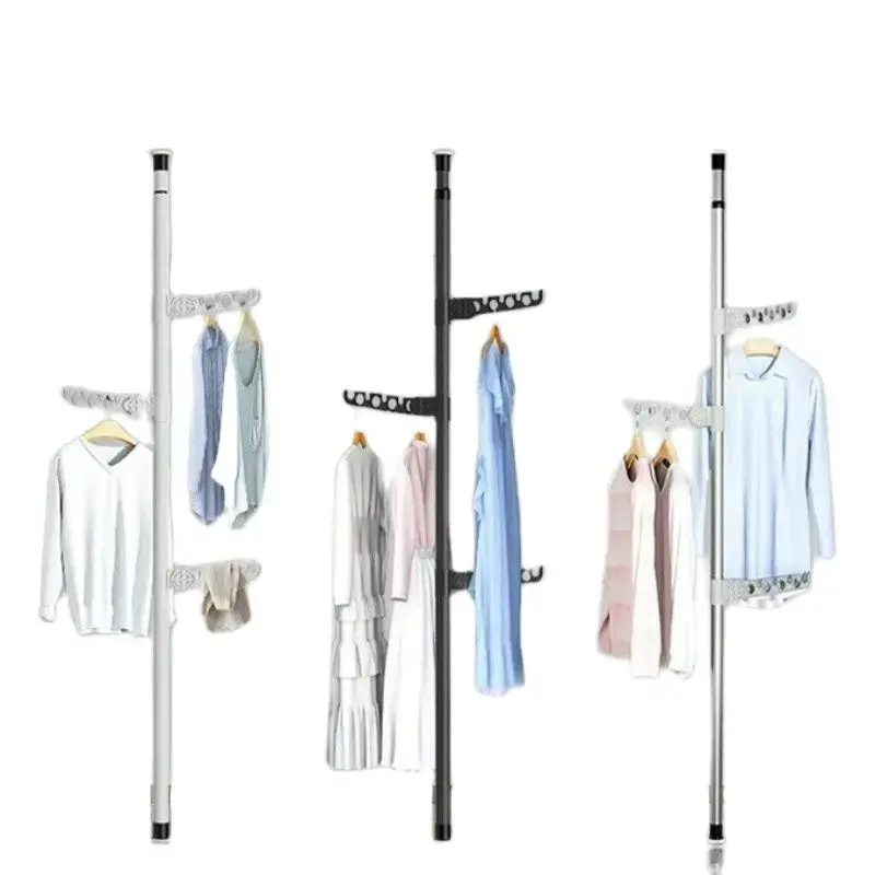 Вертикальна телескопічна вішалка - сушарка для одягу від підлоги до стелі 4 вішалки - Зображення 4