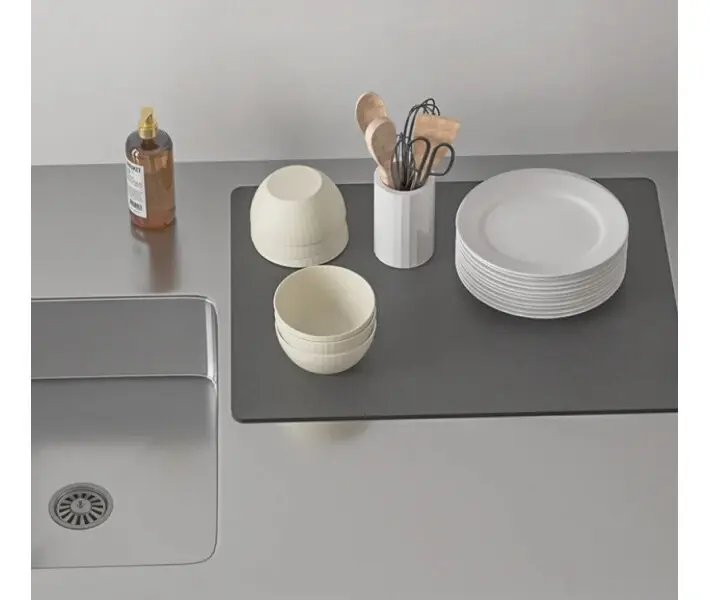 Коричневий Антиковзний кухонний килимок / Абсорбуючий килимок для сушіння посуду 40 см х 30 см х 0.4 см - Зображення 4