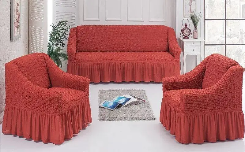 Натяжний чохол на диван та два крісла Туреччина, Універсальний чохол, накидка на диван - Зображення 6