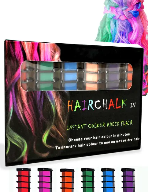 Набір крейди для волосся 6 шт Hair chalk Різнокольорові барвники гребінець для дітей та дорослих