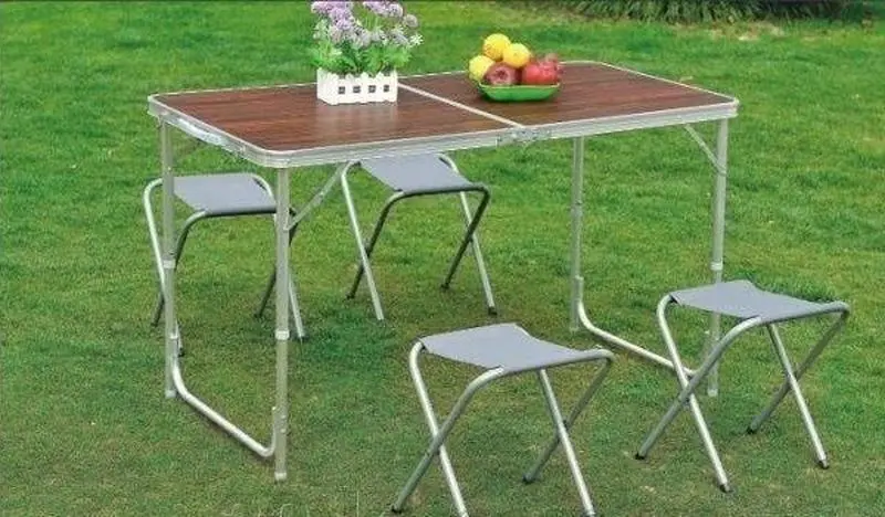 Стіл туристичний складаний для пікніка для риболовлі+ 4 стільці 120*60*70 Коричневий Folding Table - Зображення 5