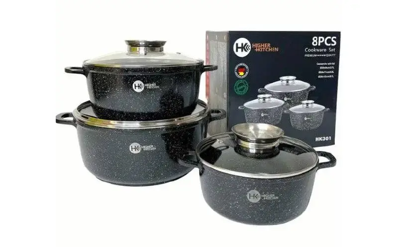 Набір каструль Higher Kitchen НК-301 із гранітним антипригарним покриттям 8 предметів - Зображення 9