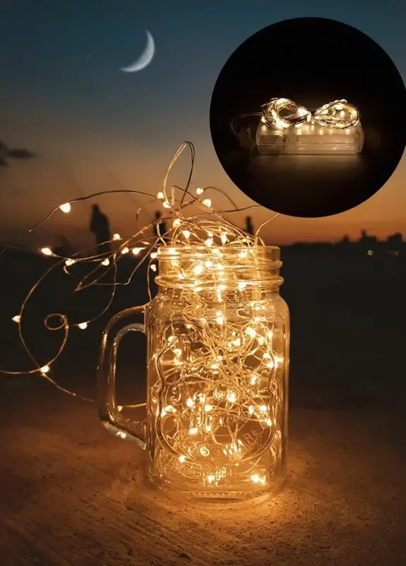 Гірлянда світлодіодна нитка роса 3м на батарейках 3 шт AAA білий колір білий Gold - Зображення 6