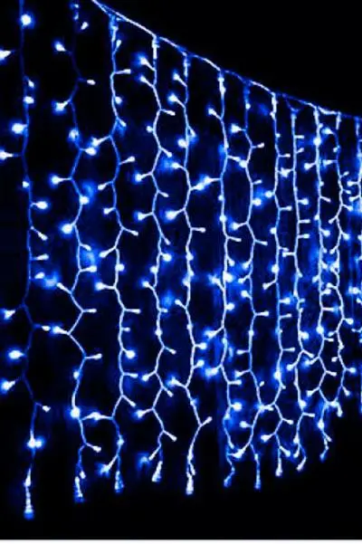 Новорічні гірлянди. Гірлянда водоспад 320-400L 3x3м (10х32Ламп) Синій (7151) - Зображення 2
