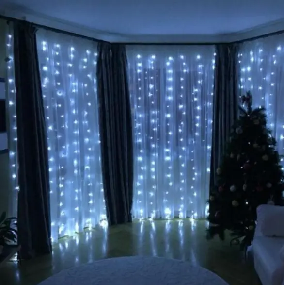 Новорічні гірлянди. Гірлянда водоспад 320-400L 3x3м (10х32 Ламп) Біла (7150) - Зображення 4