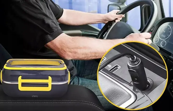 Ланч-бокс з підігрівом знімною чашею C21 1.5L від мережі 12V 40W Чорний з жовтим - Зображення 10