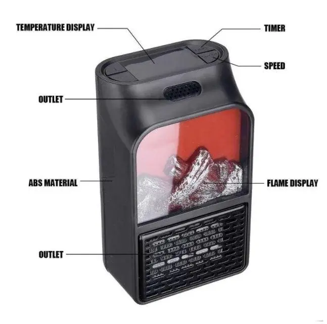 Обігрівач електричний Flame Heater 1000W з пультом - Зображення 7