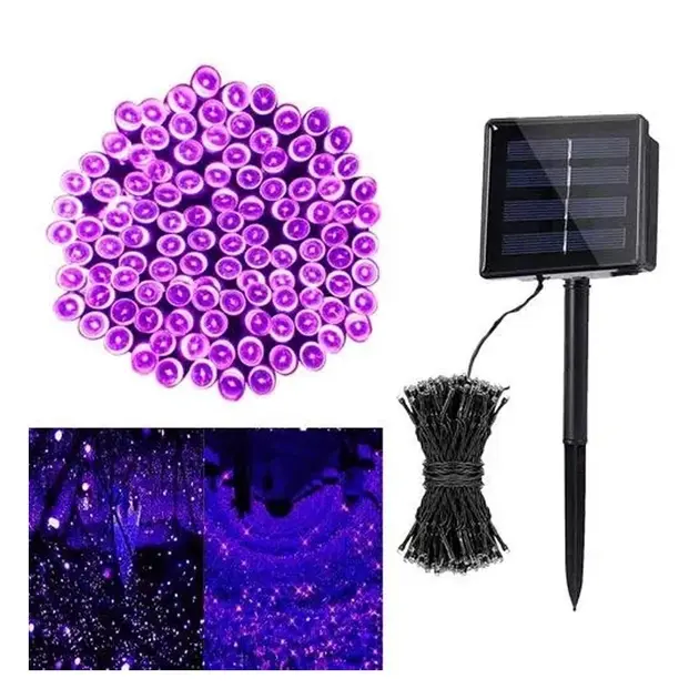 Садовий ліхтар гірлянда 11м 100LED на сонячній батареї, синій - Зображення 3