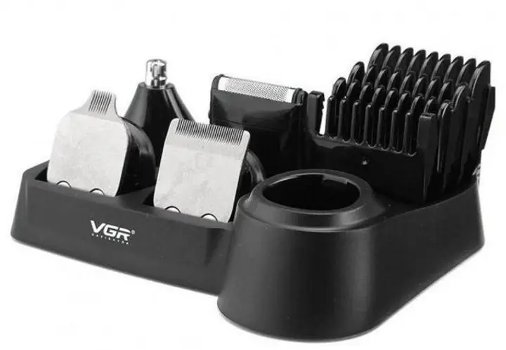 Машинка для стрижки волосся VGR V-105 тример для вусів та бороди з насадками 5в1 - Зображення 6