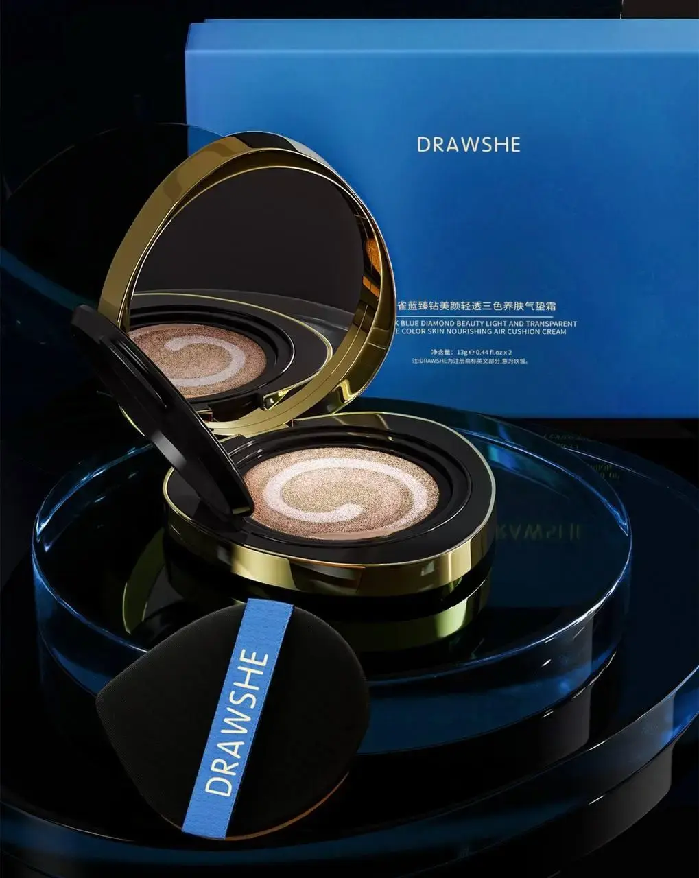 Триколірний кушон для обличчя + спонжик 10мл, Drawshe / Зволожуючий тональний крем кушон / Крем пудра кушон - Зображення 2