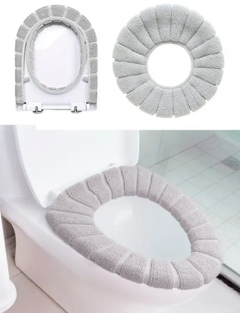Чохол на сидіння унітазу знімний М'який Теплий з фіксацією для туалету 30 см - Зображення 5