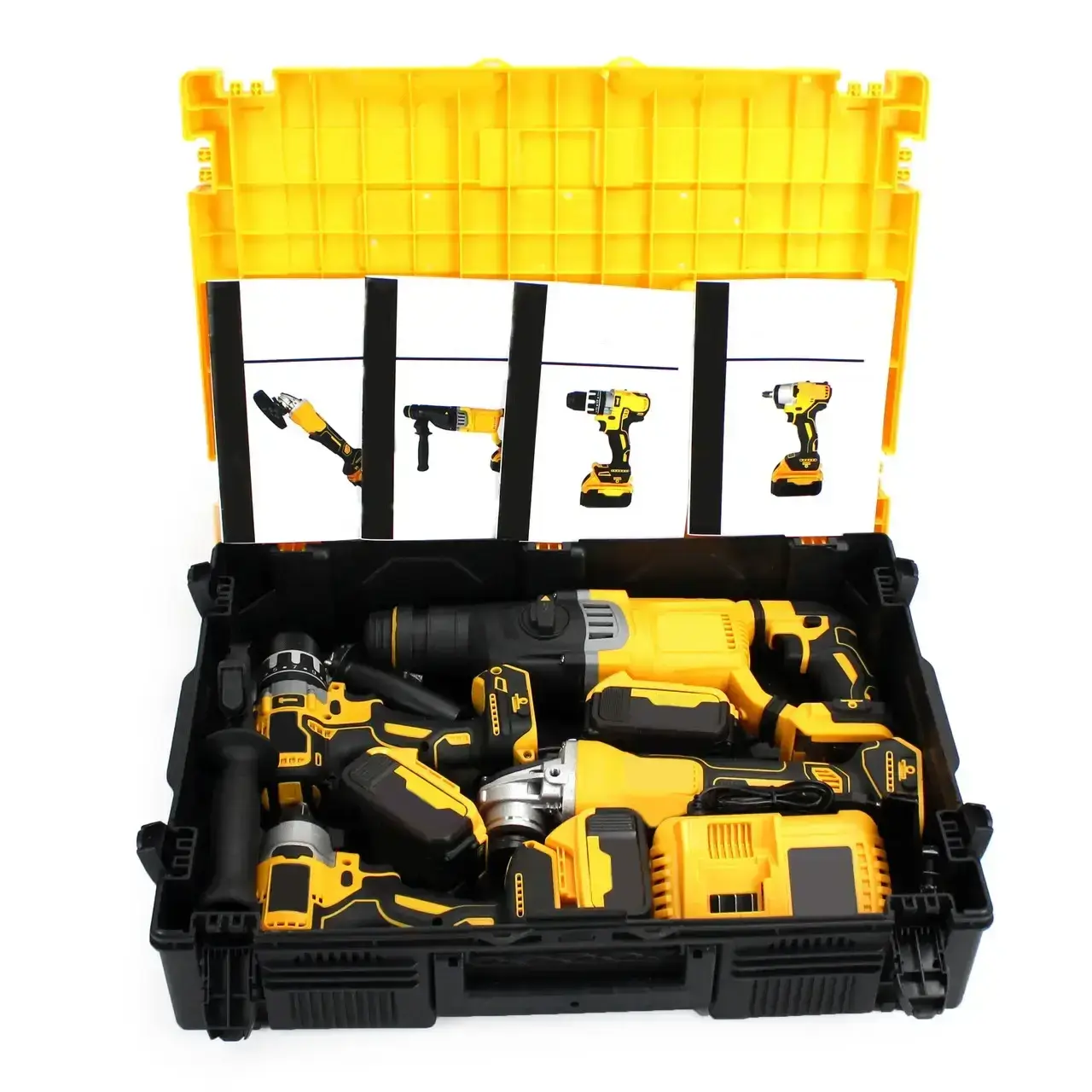 Набір 4 в 1 на акумуляторах Гайковерт Шуруповерт | Перфоратори | Болгарка - Зображення 3