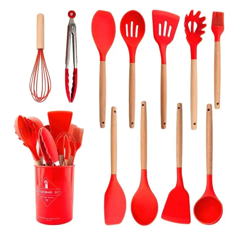 Набір кухонного приладдя силіконовий Kitchen Set RB-2239 рожевий (12 предметів) - Зображення 5