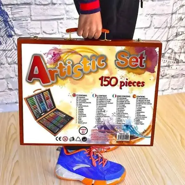 Дитячий набір для малювання та творчості Kartal на 150 предметів у дерев'яній валізі - Зображення 6