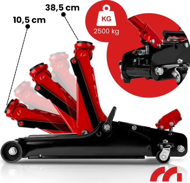 Домкрат гідравлічний підкатний 2.5т низькопрофільний 385мм - Зображення 9