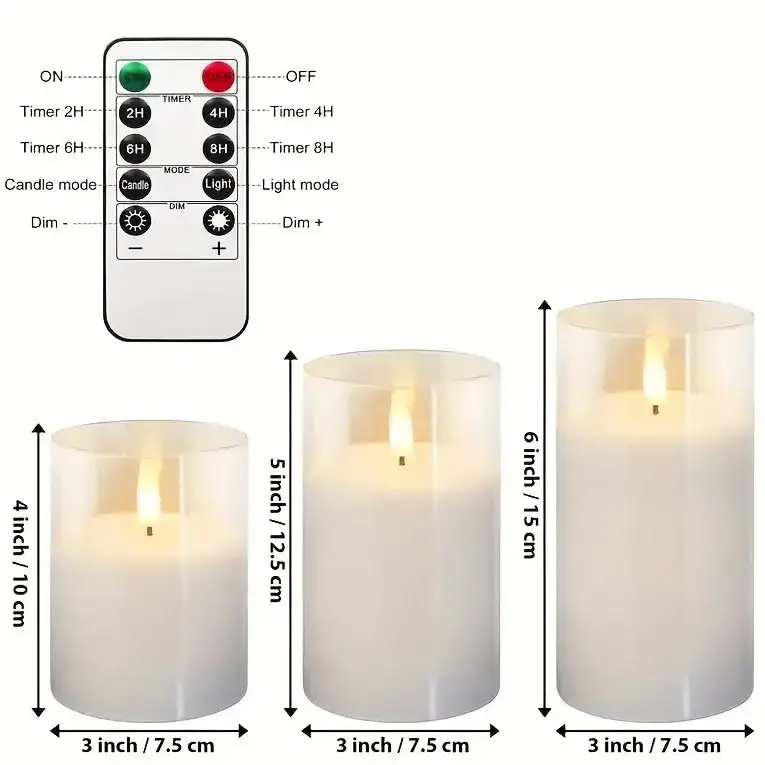 Набір свічок LED 10,12.5,15см з пультом - Зображення 3