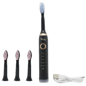 Чорна Електрична зубна щітка Shuke SK-601 акумуляторна ультразвукова щітка для зубів 3 насадки