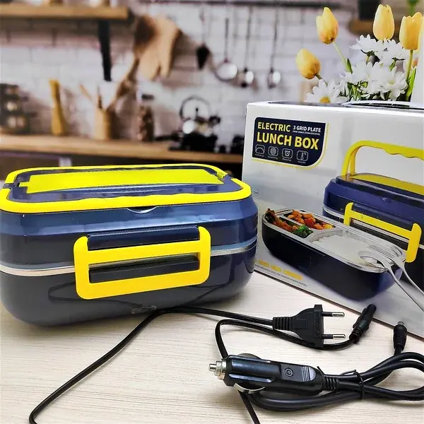 Ланч-бокс з підігрівом знімною чашею C21 1.5L від мережі 12V 40W Чорний з жовтим - Зображення 4