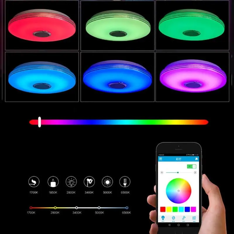 33см світлодіодний RGB світильник стельовий bluetooth + пульт дистанційного керування - Зображення 7