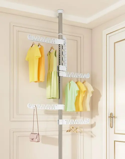 Вертикальна телескопічна вішалка - сушарка для одягу від підлоги до стелі 4 вішалки - Зображення 2