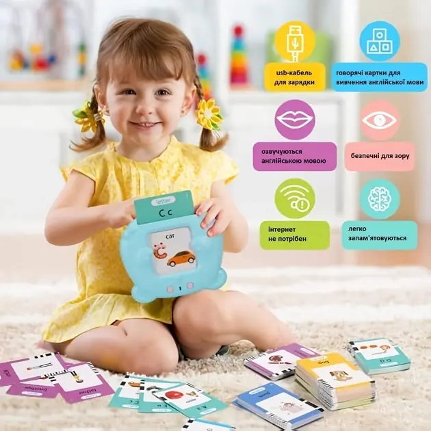 Дитячі розвиваючі картки Монтессорі для вивчення англійської мови / навчальні інтерактивні картки / 112 карток / 224 слова OnePro - Зображення 5