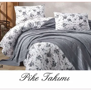 Постільна білизна з вафельним покривалом La Villa Mavi Сірий